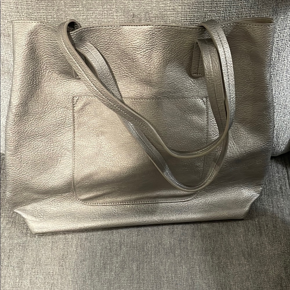 Joy Susan vegan Elegant Silver Tote Bag